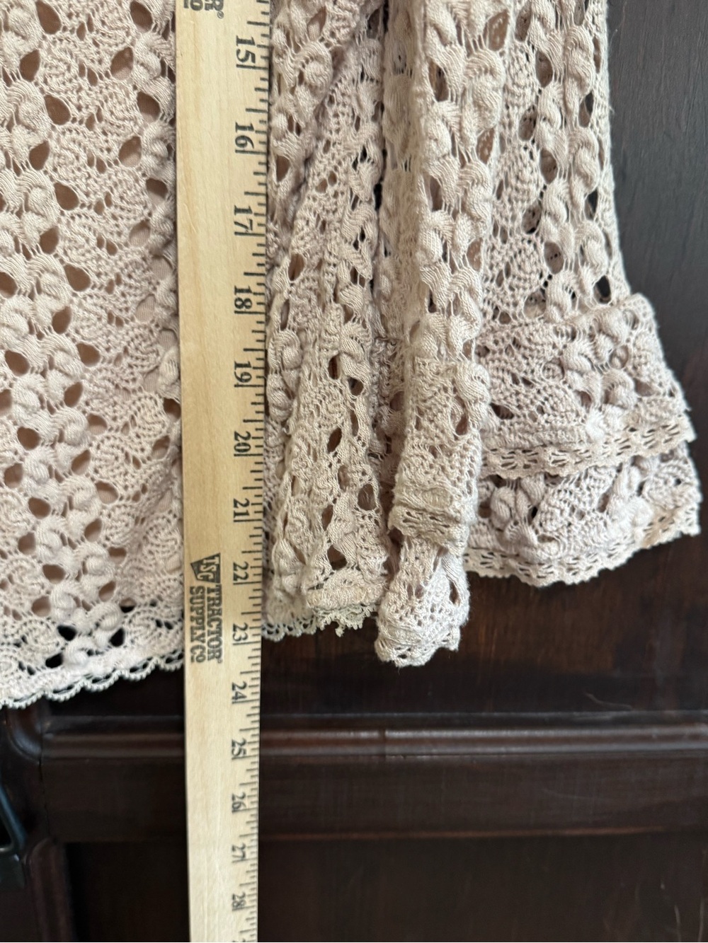 Free People Cream Crochet Bell-Sleeve Top Size Large - Picture 9 of 10